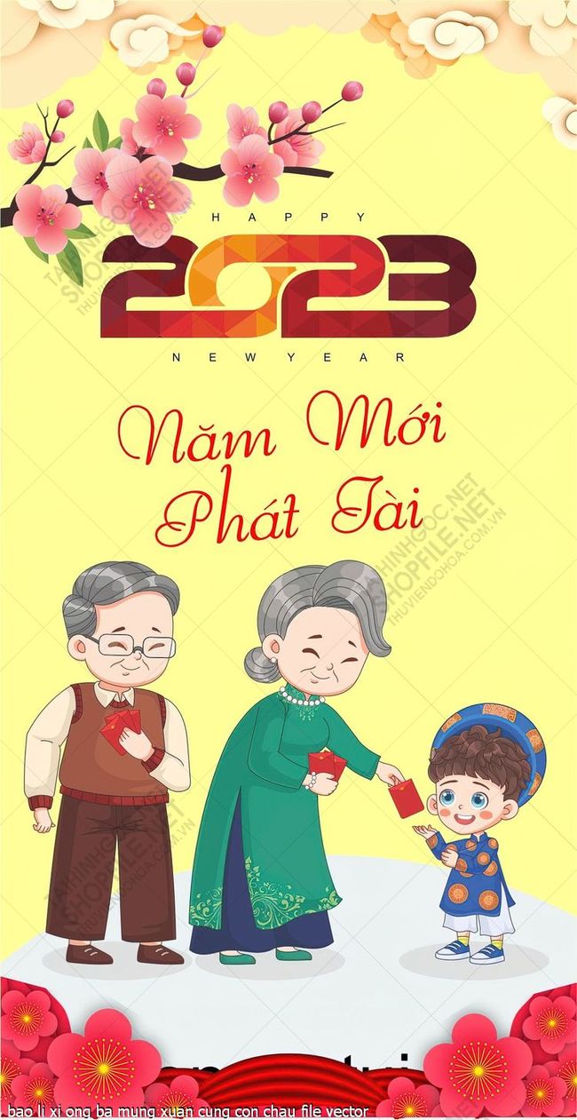 bao li xi ong ba mung xuan cung con chau file vector